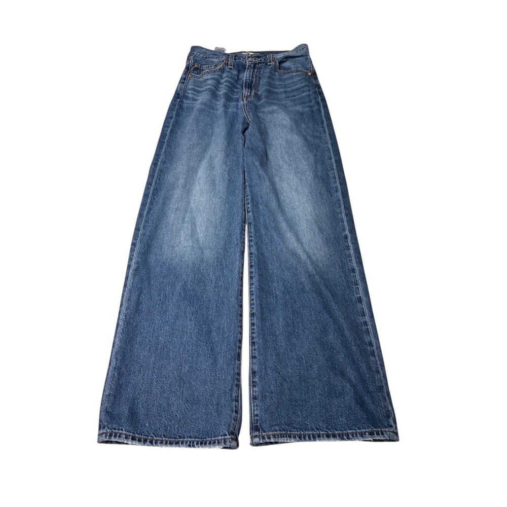 Levis Premium Big E Ribcage Wide Leg Jeans Blue Denim Womens W28 L32 A6081-0012